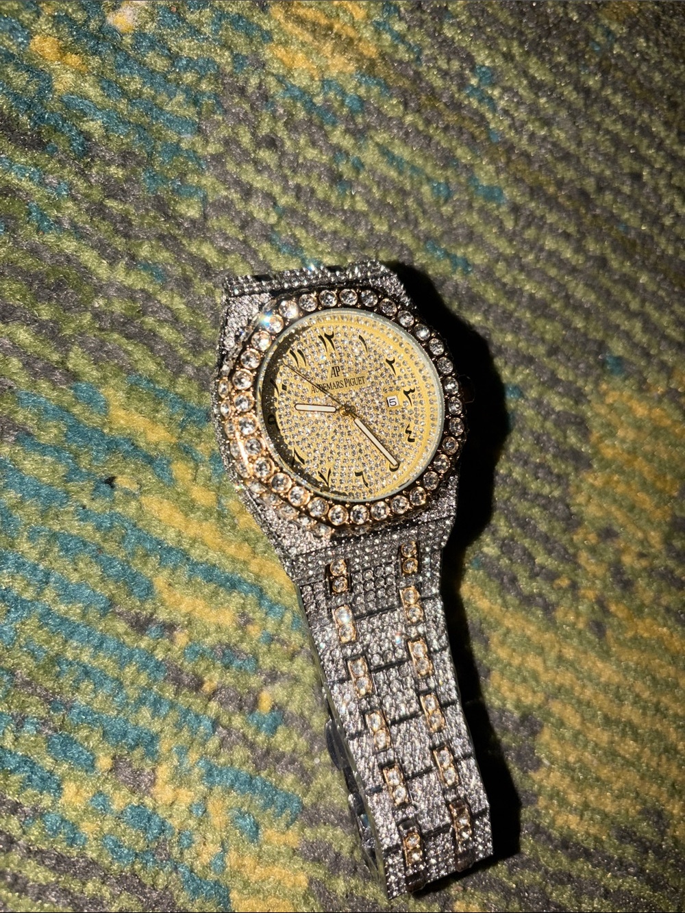 AP Men's Gold-Tone Crystal Dress Watch - Sparkling Silver Band Iced Out - Picture 8 of 11